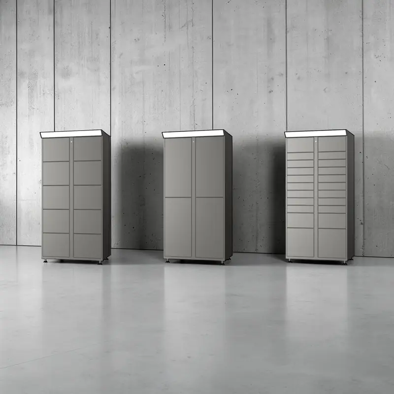 Outdoor ReadyLockers unit installed on a concrete pad